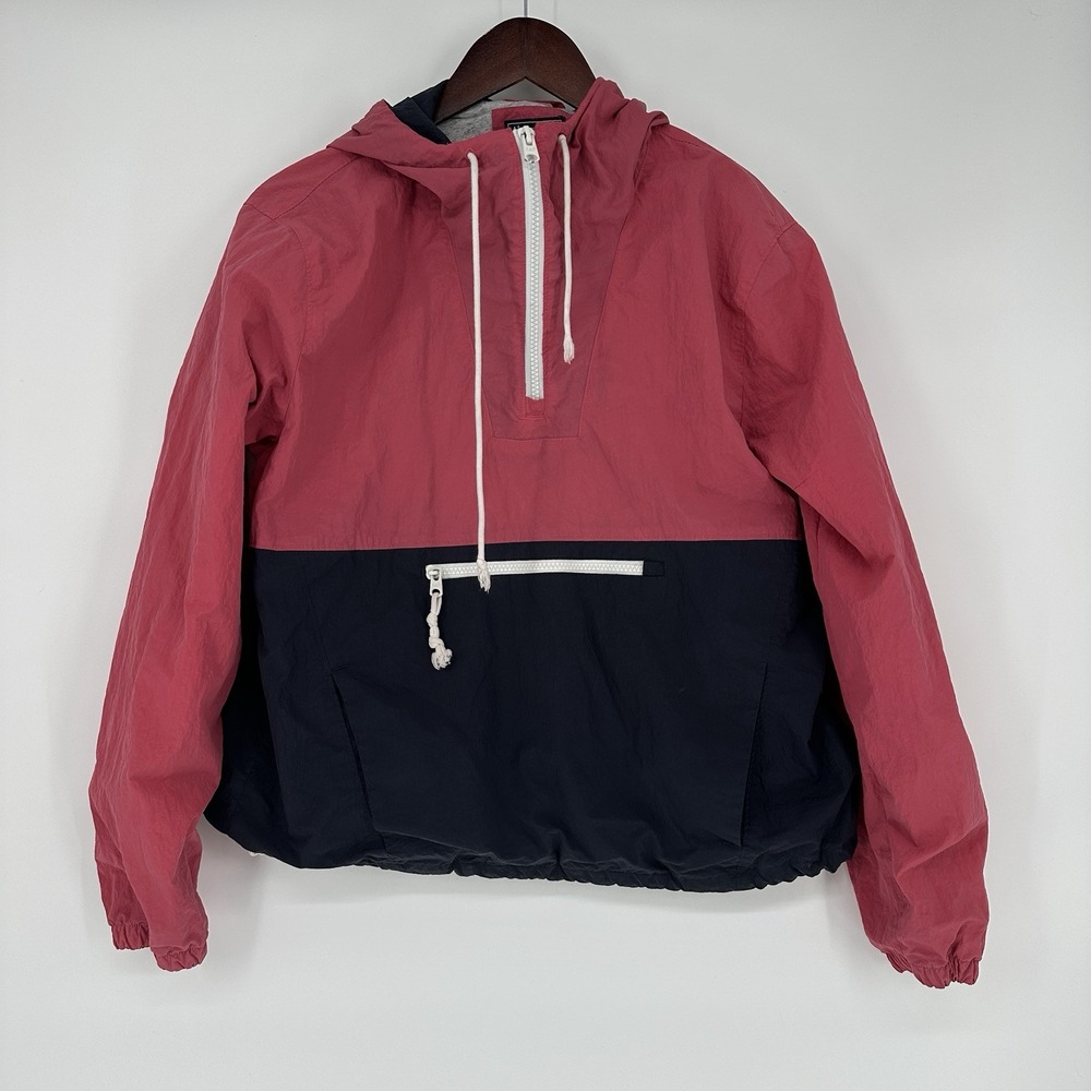 Abercrombie & Fitch colorblock quarter-zip hooded windbreaker Medium Men's